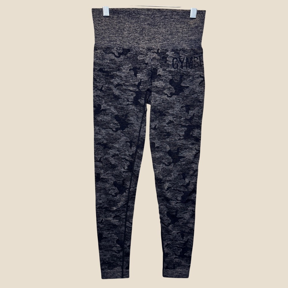 2237 | Gymshark Camo Seamless High Waisted Compression Leggings Grey Womens S